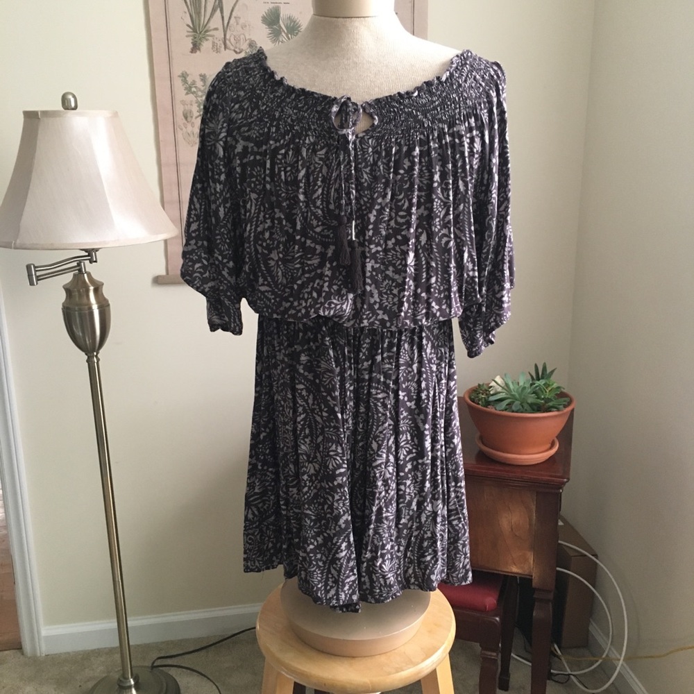 American Eagle Cold Shoulder Smocked Waist Dress